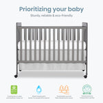 Dream On Me Carson Classic 3-in-1 Convertible Full-Size Baby Crib in Steel Grey, GreenGuard Gold & BSA, 4 Mattress Heights, Converts to Day & Toddler Bed, Locking Wheels, Classic Nursery Design