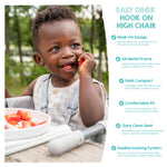 Regalo Easy Dinner Hook-On High Chair, Portable Clip-On Baby High Chair for Table, Foldable Travel High Chair with Storage Pocket, Rubber Grips to Protect Surfaces