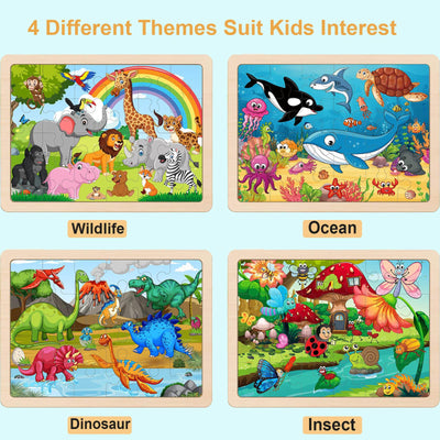 Wooden Puzzles for Kids Ages 4-6, 24 Piece Animals Puzzles for Toddlers,Jigsaw Puzzles for Kids Ages 3-5, Preschool Educational Puzzles Board Toys Gifts for Boys and Girls 3 4 5 6 Years Old