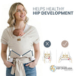 Stylish Beige & Gold Baby Carrier Wrap: Comfortable, Soft & Supportive, Adjustable Ring Sling for Mom & Dad, Ideal for Baby Registry, Newborn to Toddler, Baby Shower