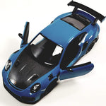 KiNSMART 2010 Porsche 911 GT2 RS Aqua Blue 1/36 Scale Diecast Metal Model Toy Sports Car
