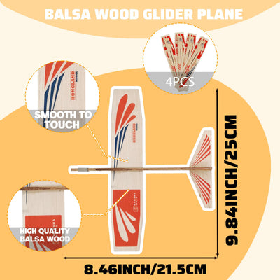 Barsha Space Balsa Wood Airplane Toys Set | Wooden Airplane Kits | 4 Balsa Wood Glider Planes, Model Toy Airplane Kits | Classic Toys for Children