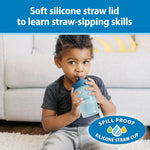 Dr. Brown's Milestones Straw to 360 Convertible Toddler Training Cup Set, 10 oz/300 mL, Interchangeable Silicone Straw and 360 Lids, Blue Green, BPA-Free, 9m+, 1-Pack