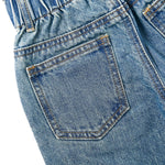 KIDSCOOL SPACE Baby Girls Jeans,Toddler Elastic Waist with D-Ring Slant Pockets Wide-Leg Denim Pants,Light Blue,9-12 Months
