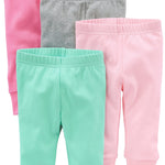 Simple Joys by Carter's Baby Girls' 4-Pack Pant, Mint Green/Pink/Grey, 24 Months