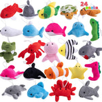 JOYIN 24 Pack Mini Animal Plush Toy Assortment, Animals Keychain Decoration for Kids, Small Stuffed Animal Bulk for Kids, Carnival Prizes, School Gifts, Halloween Goodie Bags