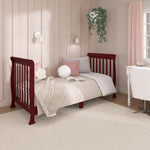 Dream On Me Violet 7-in-1 Convertible Full-Size Baby Crib with Toddler, Day & Full Bed Conversion in Cherry, GreenGuard Gold & BSA, 4 Mattress Heights, Sustainable Pinewood