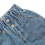 KIDSCOOL SPACE Baby Girls Jeans,Toddler Elastic Waist with D-Ring Slant Pockets Wide-Leg Denim Pants,Light Blue,9-12 Months