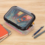 ZIPIT: 2 Compartment Recycled Box - Car Race - Large Capacity Pencil Case, Plastic Stationery Organizer, School Supplies-Small Toys Holder, Kids Boys