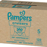 Pampers Diapers - Cruisers 360 - Size 5, 128 Count, Babyproof up to 100% Leakproof Pull-On Diaper