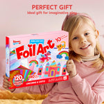 Klever Kits Foil Art Kit for Kids - Arts & Crafts Supplies, Mess Free Coloring, Foil Foam Stickers, Creative Travel Toys, Birthday Gifts for Boys & Girls Ages 4 and Up