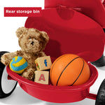 Radio Flyer Deluxe Steer & Stroll Trike, Red, for Kids 2-5, 2-in-1 Parent Steer Tricycle, Removable Push Handle, Adjustable Seat, Steel Frame, Covered Storage Bin, Tricycle for Toddlers and Kids