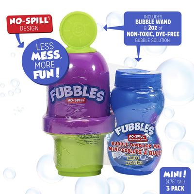 Little Kids Fubbles No-Spill Mini Bubble Tumbler (3 Pack), Multi (99630)