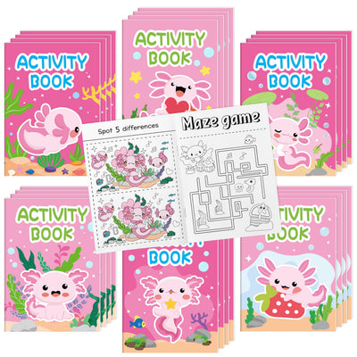 Summer Activity Books for Kids - 24Pcs Coloring Fruits Books Set Bulk Summer Tropical Search Mazes Word Scramble Games Mini Books for Party Goodie Bags Stuffers School Classroom Favors