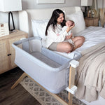 Newton Baby Bassinet & Bedside Sleeper with Mattress & Sheet - Ultra-Breathable & Completely Washable, Removable Dual-Layer Cover | Wood Frame | Adjustable Height & Infant Access Opening