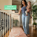 Ingenuity The Stairway+ 46W Series, 32"-48" Wide, 32.5" Tall, Baby Gate for Stairs, Dog Gate Indoor with Door for Banister to Banister Installation - White Metal