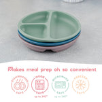 ChériKid Suction Plates for Baby, Toddlers - FEATURES SUPER STRONG QUADRUPLE SUCTION - 100% Food Grade Silicone Toddler Plates with Suction - Unbreakable Divided Kids Baby Plates
