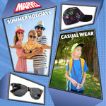 Marvel Spiderman Baseball Cap and Kids Sunglasses Set Breathable Adjustable Sun Hat 100% UV Summer Accessories Set Vacation Essentials Gifts for Boys (Navy/Multi)
