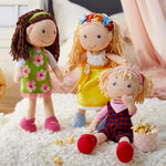 HABA Coco 12" Soft Baby Doll with Brown Hair, Embroidered Face, Removable Green Dress, Matching Headband - Machine Washable Toddler Doll - 18 Months+