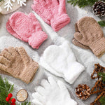 SATINIOR 6 Pairs Toddler Knitted Gloves Kids Winter Warm Stretchy Mittens Soft Lightweight Mittens for Boys and Girls(for 1-3 Years Old,White, Pink, Brown)