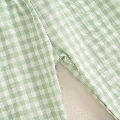 Kids Toddler Boys Girls Gingham Pants Elastic Waist Plaid Loose Baggy Trousers Casual Spring Fall Bottoms Sweatpants (C-Green, 12-18 Months)