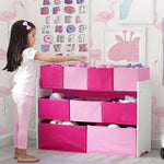 Delta Children Deluxe Multi-Bin Toy Organizer with Storage Bins, White/Pink Bins