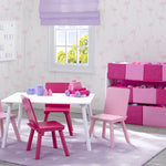 Delta Children Kids Table and Chair Set (4 Chairs Included), White/Pink