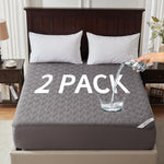2 Pack Waterproof Mattress Protector, Queen Size Mattress Pad Noiseless with Deep Pocket 6"-18" Depth, Soft Breathable Dirt-Proof Bed Mattress Cover Washable for Home, Bedroom, Hotel (Gray)