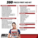 M2 BASICS Professional 350 Piece First Aid Kit | Hard Case, Dual Layer, Wall Mountable | First Aid Kit for Business, Home, Car | Emergency Kit, Emergency Medical Kit