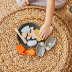PlanToys® Wooden Pretend Play Seafood Platter Food Toy for Kids | Includes Fish, Prawn, Oyster, Knives & More | Montessori Role Play Kitchen Toy for Imaginative Learning