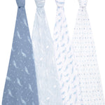 aden + anais Swaddle Blanket, 100% Organic Cotton Blankets for Girls & Boys, Baby Receiving Swaddles, Ideal Newborn & Infant Swaddling Set, 4 Pack, Oceanic