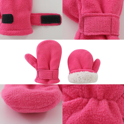 Baby Toddler Mittens Boys Girls Winter Outdoor Gloves Kids Easy-On Fleece Warm Mitterns Pink Rose Khaki 3 Pairs M（1-2 years）