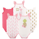 Hudson Baby Unisex Baby Cotton Sleeveless Bodysuits T Shirt Set, Pineapple, 12-18 Months US