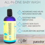 PURA D'OR All-in-One Baby Wash (16 Oz x2 = 32 Oz) USDA Biobased, Zero Sulfates, No Artificial Scents, Tear-Less, Hypoallergenic, Gentle, Calming 2-in-1 Baby Bath Wash & Shampoo