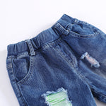 KIDSCOOL SPACE Baby Ripped Jean,Toddler Elastic Distressed Waist Denim Pants,6-12 Months
