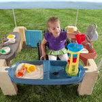 Step2 All Around Playtime Patio with Canopy Playset – Shaded Outdoor Playhouse for Kids with Realistic, Interactive Features, Room for Multiple Toddlers to Play – Dimensions: 60" H x 47.5" W x 47.5" D