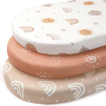 Baby Bedside Bassinet Sheets Fitted Girl, 33”x20” Compatible with Baby Delight Dream On Me & Most Rectangle Bedside Sleeper Bassinet Mattresses, Super Soft Microfiber Pink Rainbow