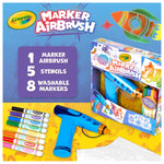 Crayola Marker Airbrush Spray Art Kit, Battery-Powered Sprayer with 8 Washable Markers & 5 Stencils, DIY Craft Set, Ages 6+