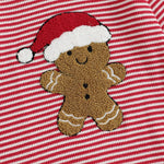 Newborn Infant Baby Boy Christmas Outfit Embroidered Gingerbread Romper Red Striped Onesie Long Sleeve Jumpsuit