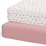 Crib Sheets Neutral - Fitted Baby Crib Sheets Bed for Girl Boy - 2 Pack Standard & Toddler Mattress (Juliette) - Buttery Soft Organic Cotton Blend