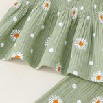 SUREPOCH Toddler Baby Girl Clothes Summer Outfits Heart Daisy Print Sleeveless Camisole Linen Pants Set for Little Girls