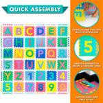 ProSource Kids Puzzle Alphabet, Numbers, 36 Tiles and Edges Play Mat, 12" by 12", Abc & 123