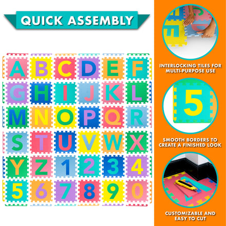 Prosource For Children ProSource Kids Puzzle Alphabet, Numbers, 36 Tiles and - Play Mats ...