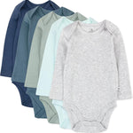HonestBaby baby-boys 5-pack Long Sleeve Bodysuits One-piece 100% Organic Cotton for Infant Baby Boys
