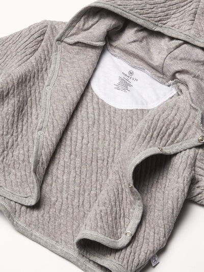 HonestBaby Matelasse Snap-Front Hoodie 100% Organic Cotton Infant Baby Boys, Girls, Gray Heather, 12 Months