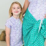 RuffleButts Girls UPF50+ Sun Protection Front Zipper Short Sleeve Rash Guard One Piece Swimsuit - Magical Mermaid, 3T