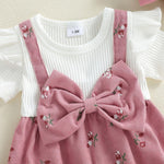 YINGISFITM Newborn Baby Girl Clothes Summer Short Sleeve Romper Floral Bow Short Jumpsuit Infant Cute Outfits (Pink, 3-6 Months)