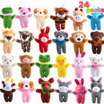 JOYIN 24 Pack Mini Animal Plush Toy Assortment, Animals Keychain Decoration for Kids, Small Stuffed Animal Bulk for Kids, Carnival Prizes, School Gifts, Halloween Goodie Bags
