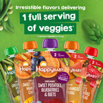 Happy Baby Organics Stage 2 Baby Food Pouches with One Full Serving of Veggies, Nutritious Snack, Clearly Crafted Fruit & Veggie Puree, Squash, Mango, & Papaya, 4 Ounces