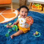 Bright Starts Little Shakers 6pc Gift Set, Easy-Grasp Oball Technology, Baby Rattles, Balls and Teethers, On-The-Go Toys, Lightweight, Unisex, Newborn+